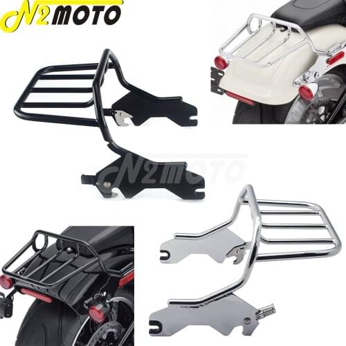 For Harley Softail Sport Glide FLSB Low Rider S FXLR FXLRS Black/Chrome Two-up Quick Detachable Holdfast Shelf Luggage Rack