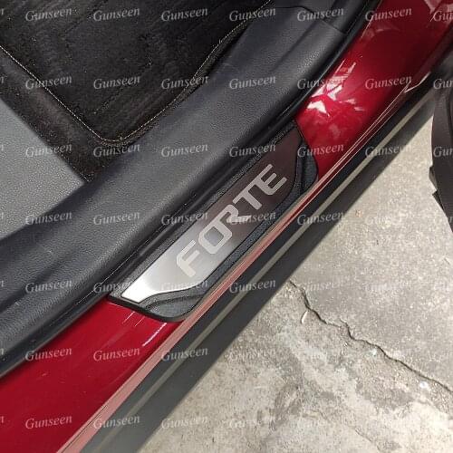 For Kia Forte Car Door Sill Scuff Plate Protector Accessories Auto Threshold Kick Sticker Styling Pedal Guard Trim 2017 - 2021