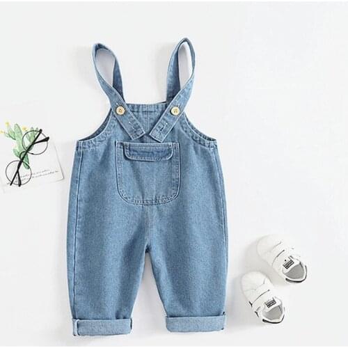 Toddler Girls Overalls Casual Pocket Denim Jumpsuit for Boys 2020 Spring Autumn Baby Kids Jeans 1 2 3 4 Years Child Jumpsuits