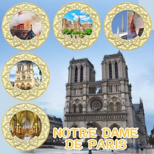 France Notre-Dame De Paris Gold Collectible Coins with Coin Holder Challenge Coin Original Medal Souvenirs Gifts Dropshipping