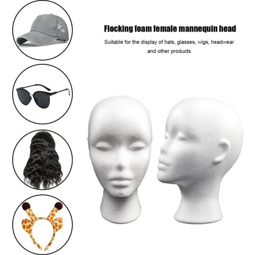 Foam Head Practical Dummy Female Head Model Mannequin White Polystyrene Styrofoam for Hat Hair Wigs Glasses Cap Holder Stand