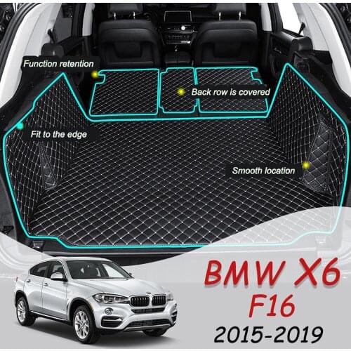 Leather Car Trunk Mat For BMW X6 F16 2015 2016 2017 2018 2019 Cargo Liner Trunk Floor Pad Carpet Car Accessories