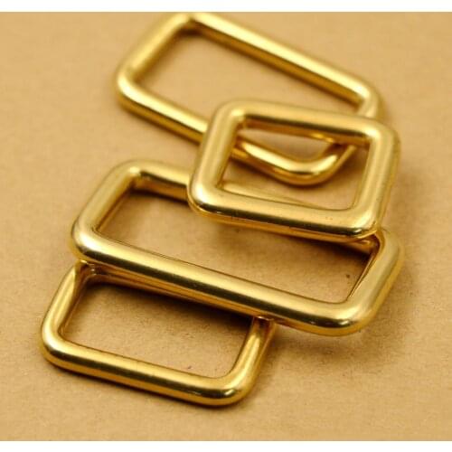DIY leather craft solid brass rectangle no open end ring bag belt metal hardware 6pcs/lot