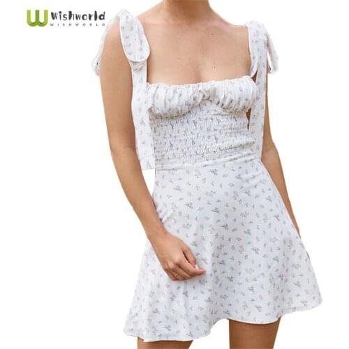 2021 European and American Summer New Fashion Floral Lace Up Skirt Pleated Slim A-line Dress Fashion Womens Party MIDI Dress