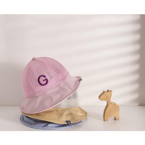 Summer Breathable Mesh Baby Caps Letter Embroidery Sun Hats For Kids Boys Girls Toddler Bucket Hats