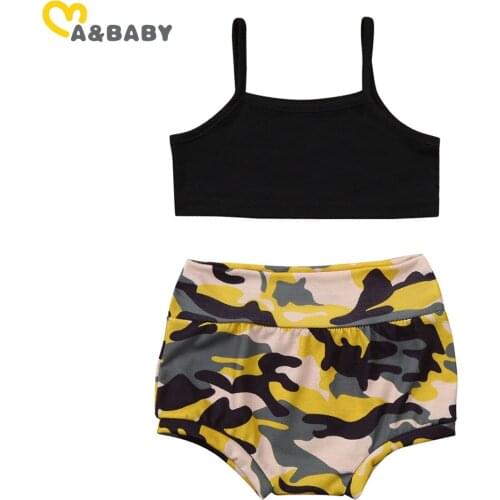 Ma&Baby 0-3Y Summer Fashion Baby Girl Clothing Set Newborn Infant Outfits Sleeveless Vest Tops Camo Shorts Costumes