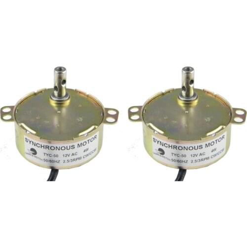 CHANCS 2PCS Micro Motor TYC-50 12V AC 2.5-3RPM CW/CCW Turntable Motor Synchronous Motor for Electric Fireplace