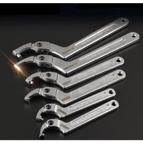 Multifunctional Chrome Vanadium Adjustable Square Head and Round Head Spanner Hook Wrench Tools Hand Tool