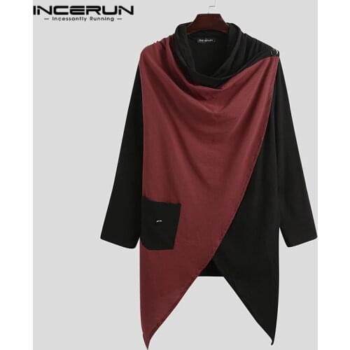 Man Japanese Style Punk Long Outerwear 2021 Mens Patchwork Cloak Coats Fashion Long Sleeve Irregular Cape Trench INCERUN S-3XL