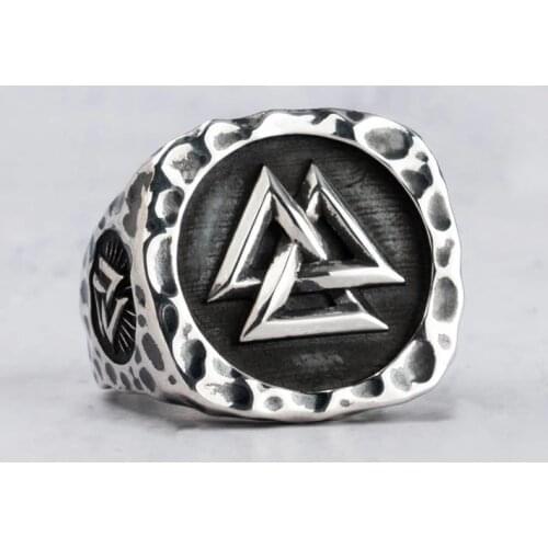 Viking Valknut Silver rings for man Vintage Punk Sterling Silver open ring fashion jewelry hippop street culture mygrillz
