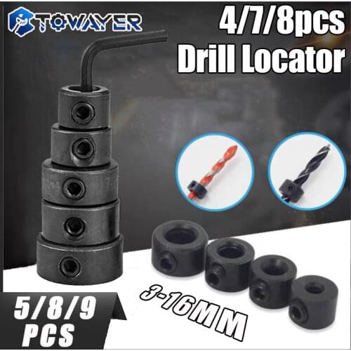 7pcs 3-12mm Woodworking Drill Locator Drill Bit Depth Stop Collars Ring Positioner Drill Locator Wood Drill Bit