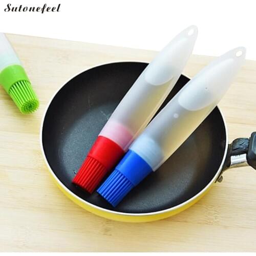 2PCS Silicone Oil Brush with Bottle for Barbecue Heat Resistance Omelette Oil Brushes BBQ Basting Brushes Kitchen BBQ Tools