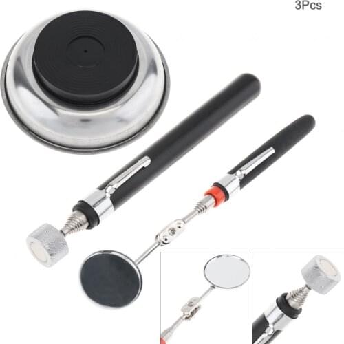 3pcs/lot Magnetic Tool Set with Magnetic Pick-up Tool and Diameter mirror and Magnetic Parts Tray