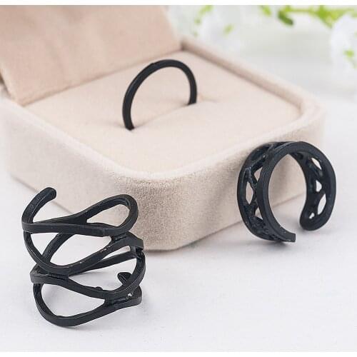 3Pcs Punk Multilayer Hollow Cross Finger Tip Rings Female Black Stack Plain Above Knuckle Ring Set For Women Anel Wholesale Gift