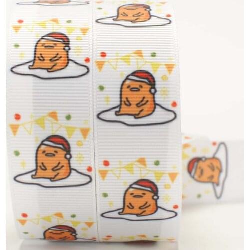 NEW 50 yards 7/8 " 22 mm cute lazy egg yolk ribbon pattern printed grosgrain ribbon DIY hairbow free shipping