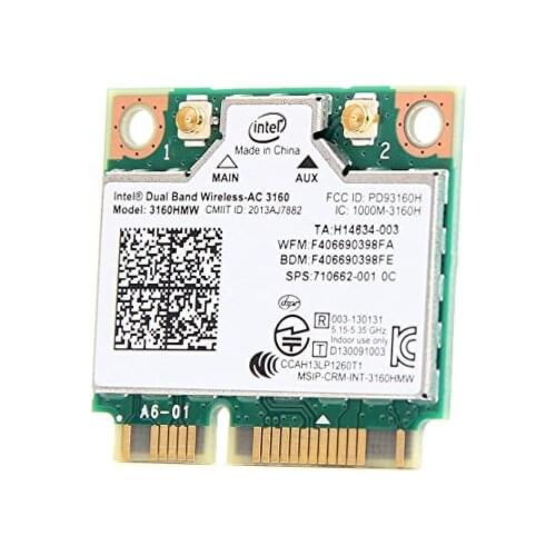 SSEA New For Intel Dual Band Wireless-AC 3160 3160HMW 802.11ac Wifi Bluetooth 4.0 Half Mini PCI-e card for HP SPS:710662-001