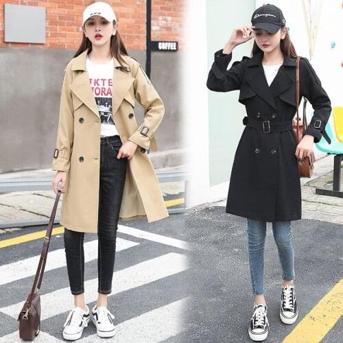 2019 Autumn New High Fashion Brand Woman Classic Double Breasted Trench Coat Waterproof Raincoat Business Outerwear J244