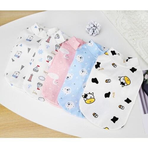 Autumn and Winter Cotton Dog Sweatshirts Cute Printed Cat Vests Chihuahua York Clothes Soft Pet Coat for Small Medium Dogs Girl