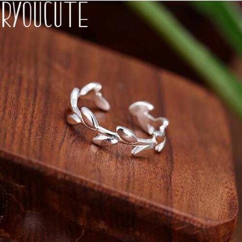 Punk Style Vintage Retro Silver Color Leaf Rings for Women Romantic Adjustable Large Antique Finger Rings Anillos