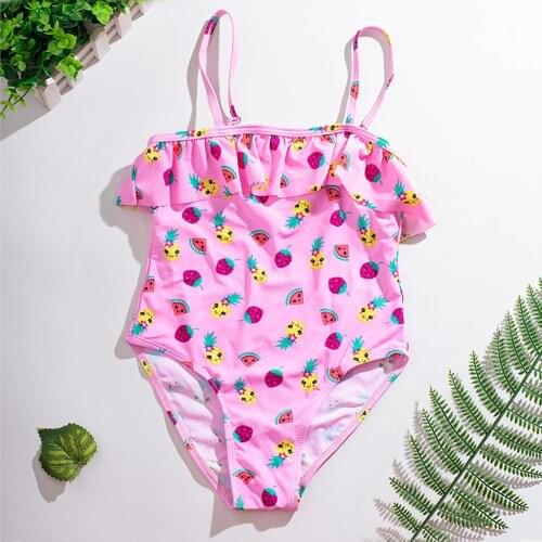 2020 New Girls Swimwear One Piece Ruffle Style Childrens Swimwear Unicorn Beachwar 2-8Years Girls Bathing Suit One-Piece