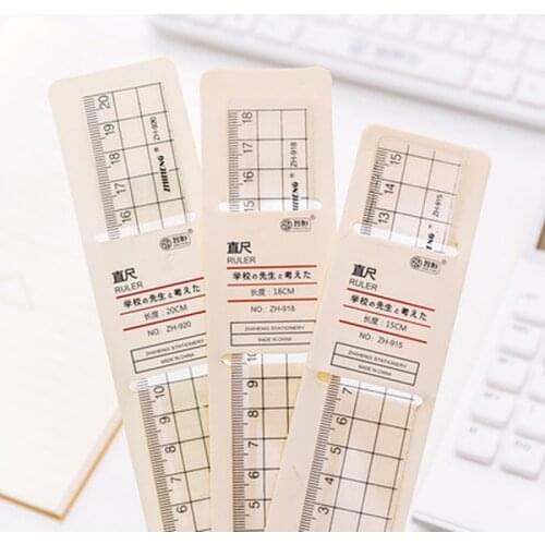 Transparent Ruler Kawaii Stationery Rulers Transparent Square Acrylic Plastic Rulers Hand Account Scale Set Ruler for Students