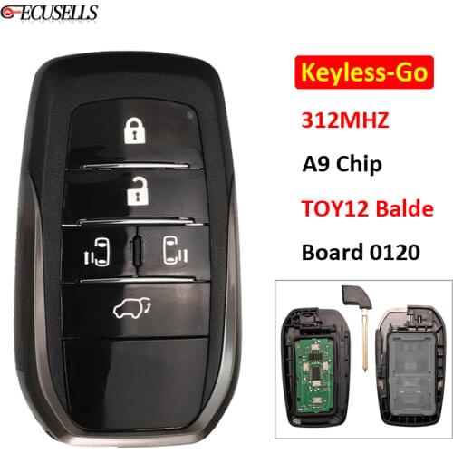 Keyless 5 Button Remote Smart Key 312MHz ID71 Chip Board 0120 For Toyota Previa Alphard with TOY12 Uncut Balde