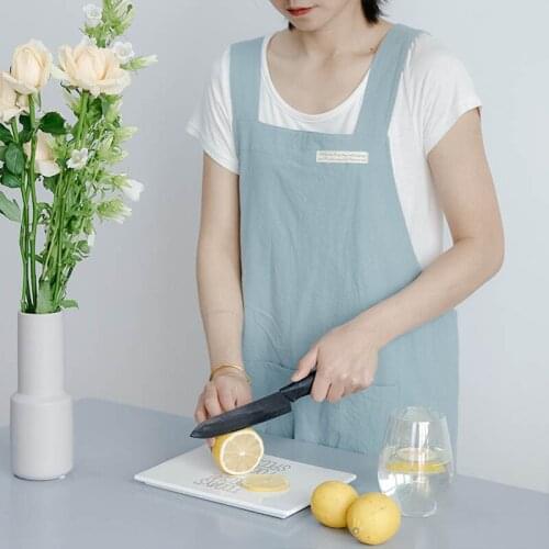 Adjustable Simple Cotton Linen Household Apron Bake Hotel Waiter Apron for Kitchen Bar Products