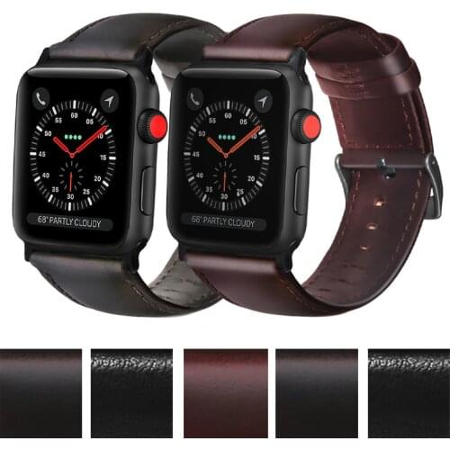 Men Soft Leather Band for Apple Watch 38/40 42/44mm Strap Bracelet for IWatch Series SE 6 5 4 3 2 1 Watchband Accessories Belt