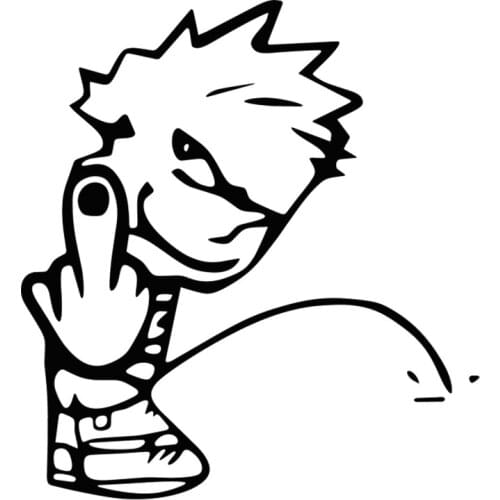 RuleMylife Calvin Pee On Finger Funny Vinyl Car Sticker For Volkswagen BMW E46 E90 Passat B6 Auto Parts