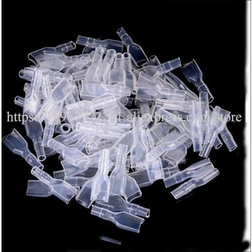 With Transparent Plastic Insulating Sleeves 6.3mm Brass Crimp Terminal Female Spade Connectors type Soft sheath