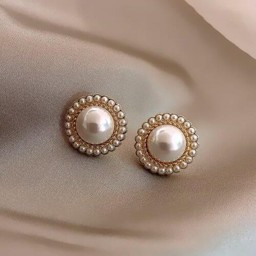 Flowers Pearl Earrings Korea Hoop Earrings Flower Earrings Womens Jewelry Womens Jewelery Vintage Earrings with Pearls