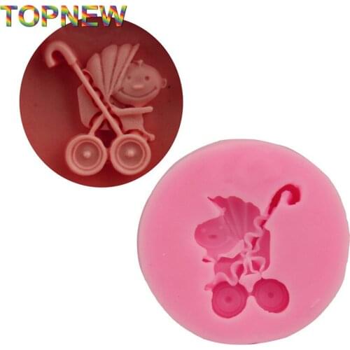 Cute DIY Baby Stroller 3D Fondant Cake Molds 3.6*1 cm Bakeware Chocolate Moulds Silicone Mold Sugar Craft Tools C1764