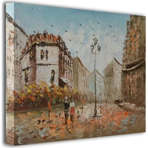 Modern home decor hand-painted oil painting restoring ancient ways of city street landscape art pictures DM- 150627-4