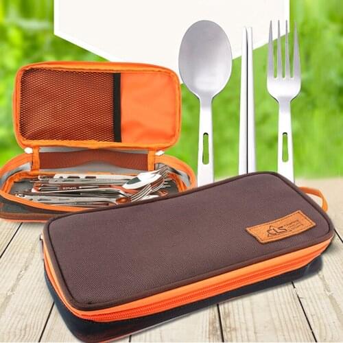 Tableware Storage Bag Hand Tote Carry Case Chopsticks Spoon Fork Holder For Outdoor Camping Hiking Picnic BBQ Travel Backpa