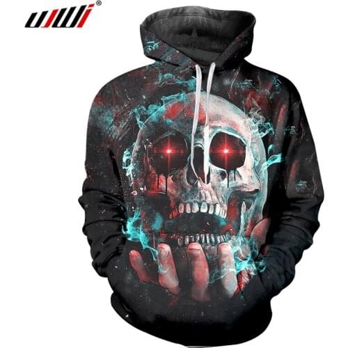 UJWI Man Hoodies Horror Palm Skull Hoody Mens 3d Red eyes Oversized Pullover Printed Cartoon Fitness Clothing Factory Outlet