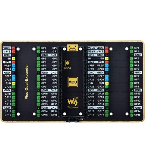 Waveshare Dual GPIO Expander for Raspberry Pi Pico, Two Sets of Male Headers