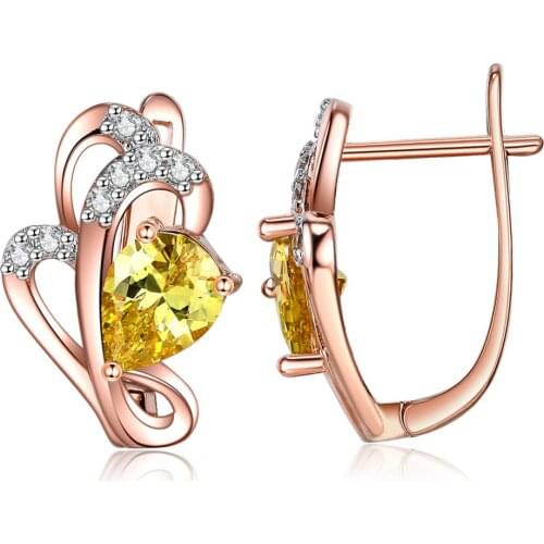 ZEMIOR Earrings For Women Irregular Flower With Water Drop 5A Cubic Zirconia Rose Gold Plated Earring Studs Anniversary Jewelry
