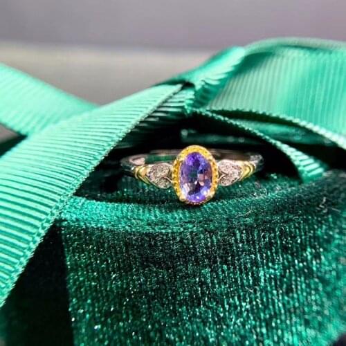 Natural Tanzanite Ring for Women Party Oval Cuted 4x6mm Fine Jewelry High Quality with Certificate S925 Sterling Silver