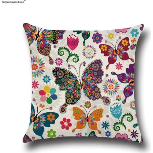 1PC Homing Butterfly Printed Cushion Cover Pattern Decorative Pillow Case Linen Square Throw Pillow Cover Home Textile OU 010
