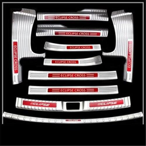 10PCS/CET Stainless Steel car Scuff Plate/Door Sill Rear Bumper Protector Sill Car styling For Mitsubishi Eclipse Cross 2018