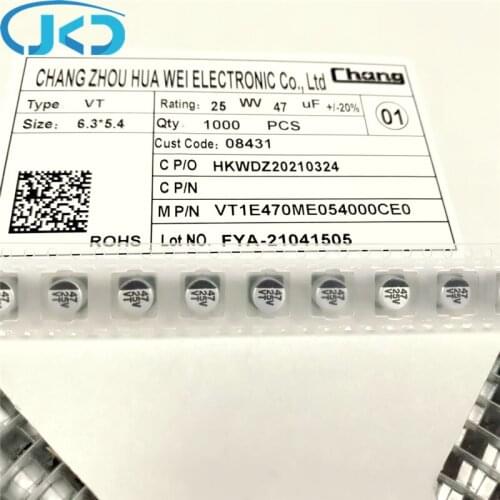 20pcs/50pcs New 47uF 25V 6.3x5.4mm Super Low ESR 25V47uF SMD Aluminum Electrolytic Capacitor High Quality 47UF25V SMD