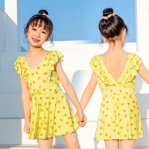 2021 New Fashion Small Fresh Childrens Swimwear 5-9 Years Old Cute Female Baby Hot Spring One-piece Swimsuit