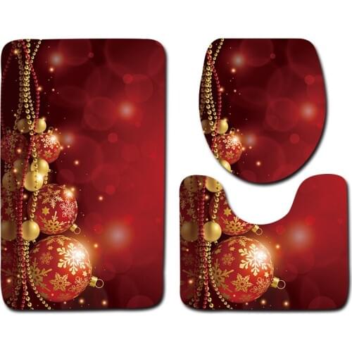 3pcs/set Vintage Cartoon Print Anti-slip Bathroom Floor Mat Home Decor Shower Non-Slip Rug Bath Door Mats New Year Christmas