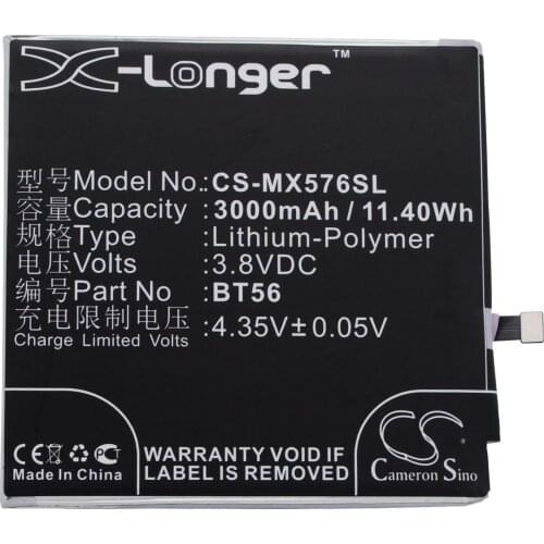 Cameron Sino 3000mAh Battery For Meizu M576,M576U,MX5 Pro ,NIUX, Pro 5,Pro 5 Dual SIM,BT56