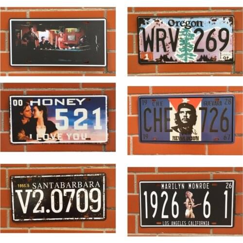 CHIZIYO Car Retro License Plate Metal Plate Vintage Home Decor Tin Signs Bar Pub Cafe Decor Metal Sign Garage Painting Sticker
