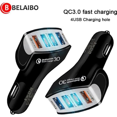 QC 3.0 Fast Car USB Charger 12v Usb Socket In Car Cigarette Adapter Cigarette Lighter Socket Charge 4Usb Adapter 2021 New