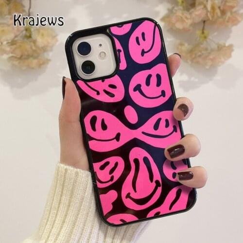 Krajews trippy smiley pink coque Phone Case for iPhone 12 mini 5 6 6S 7 8 PLUS X XS XR 11 PRO MAX SE 2020 Back Cover Funda Shell