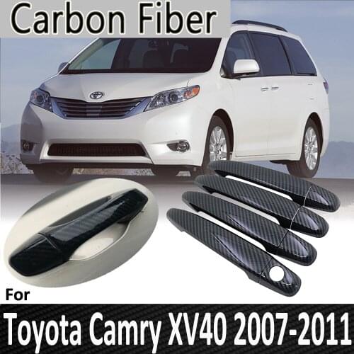 Black Carbon Fiber for Toyota Sienna XL20 20 2004 2005 2006 2007 2008 2009 2010 Door Handle Cover Sricker Car Accessories