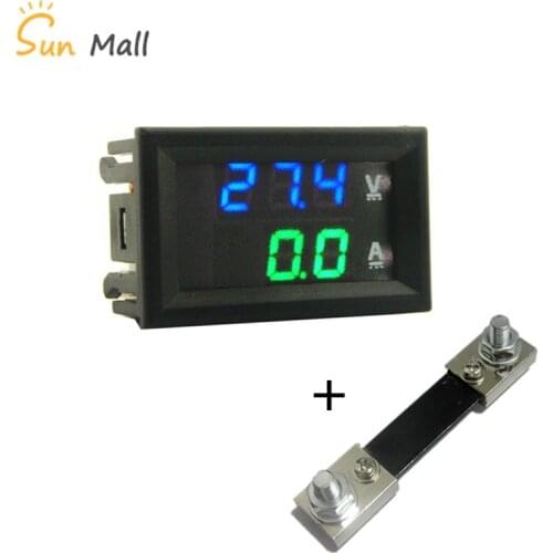 DC 100V 100A Blue Green Mini 0.28inch LED Digital Voltmeter Ammeter Volt Ampere Meter Amperemeter Voltage Indicator Tester