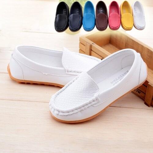 12 Colors All Sizes 21-36 Children Shoes PU Leather Casual Styles Boys Girls Shoes Soft Comfortable Loafers Slip on Kids Shoes